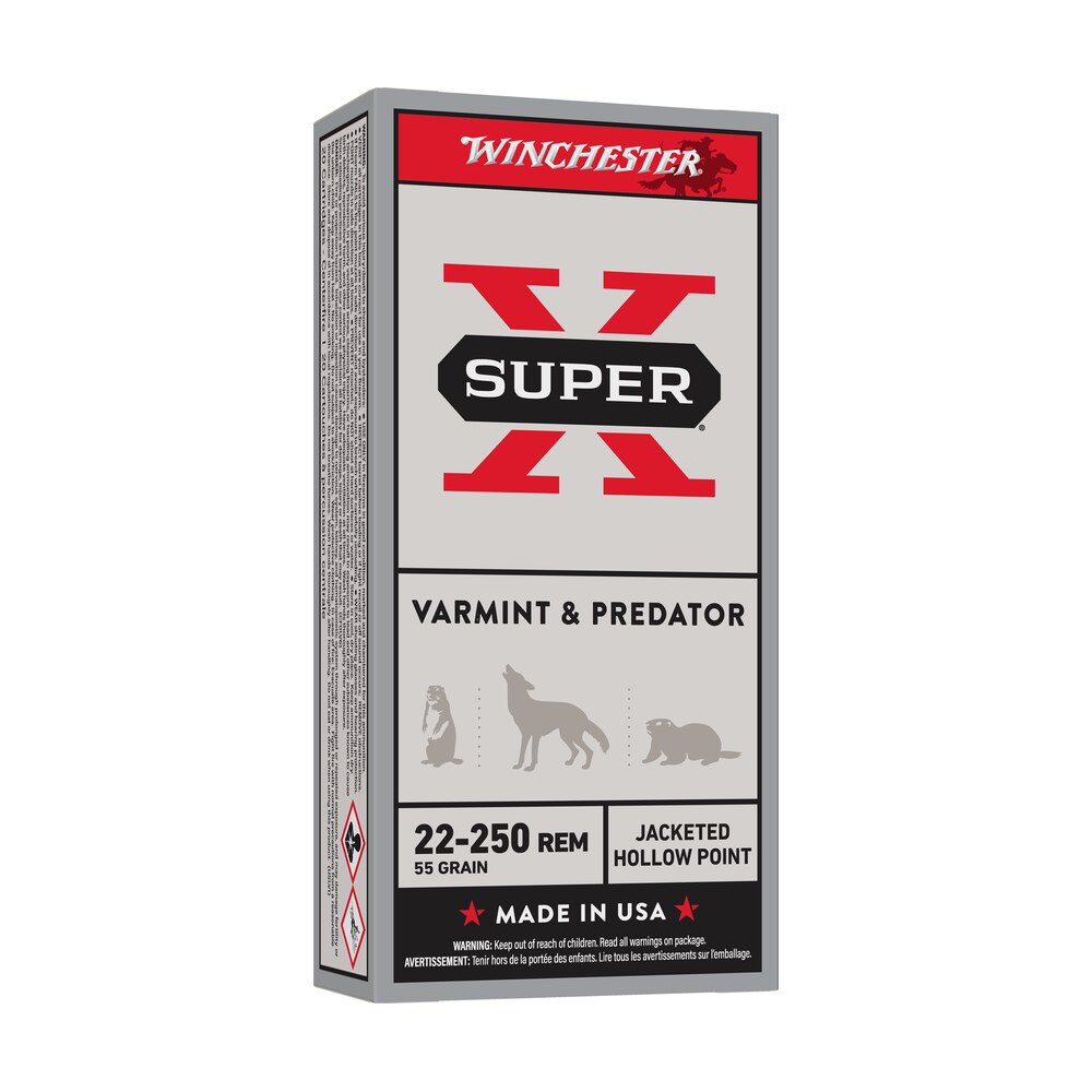 winchester ammo x22250hp super x varmint & predator 22 250rem 55gr jacketed hollow point 20 per box/10 case Winchester Ammo X22250HP Super X Varmint & Predator 22-250Rem 55gr Jacketed Hollow Point 20 Sports South item 163276