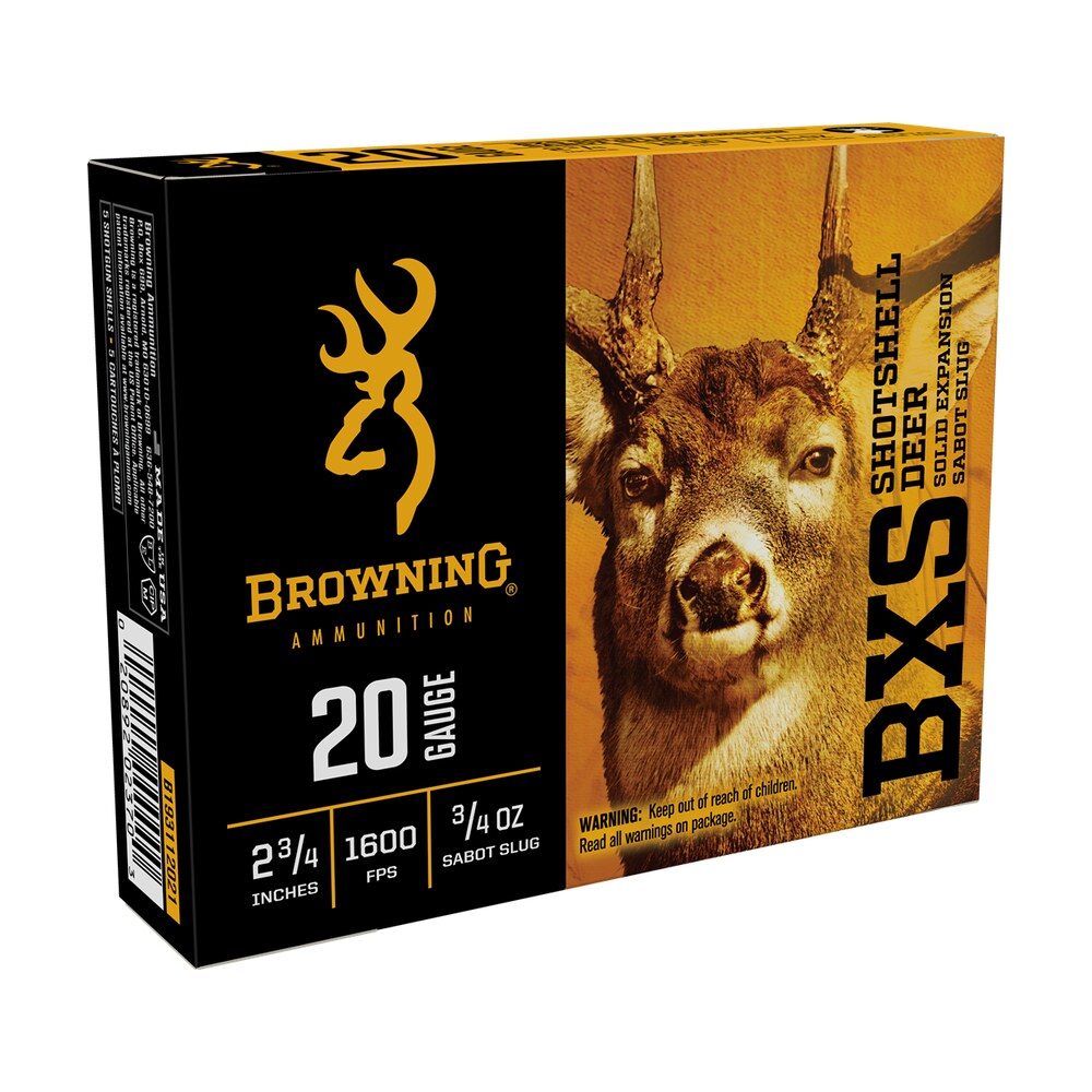 browning ammo b193112021 bxs 20gauge 2.75" 3/4oz sabot slug shot 5 per box/20 case Browning Ammo B193112021 BXS 20Gauge 2.75" 3/4oz Sabot Slug Shot 5 Per Box/20 Case Sports South item 163420