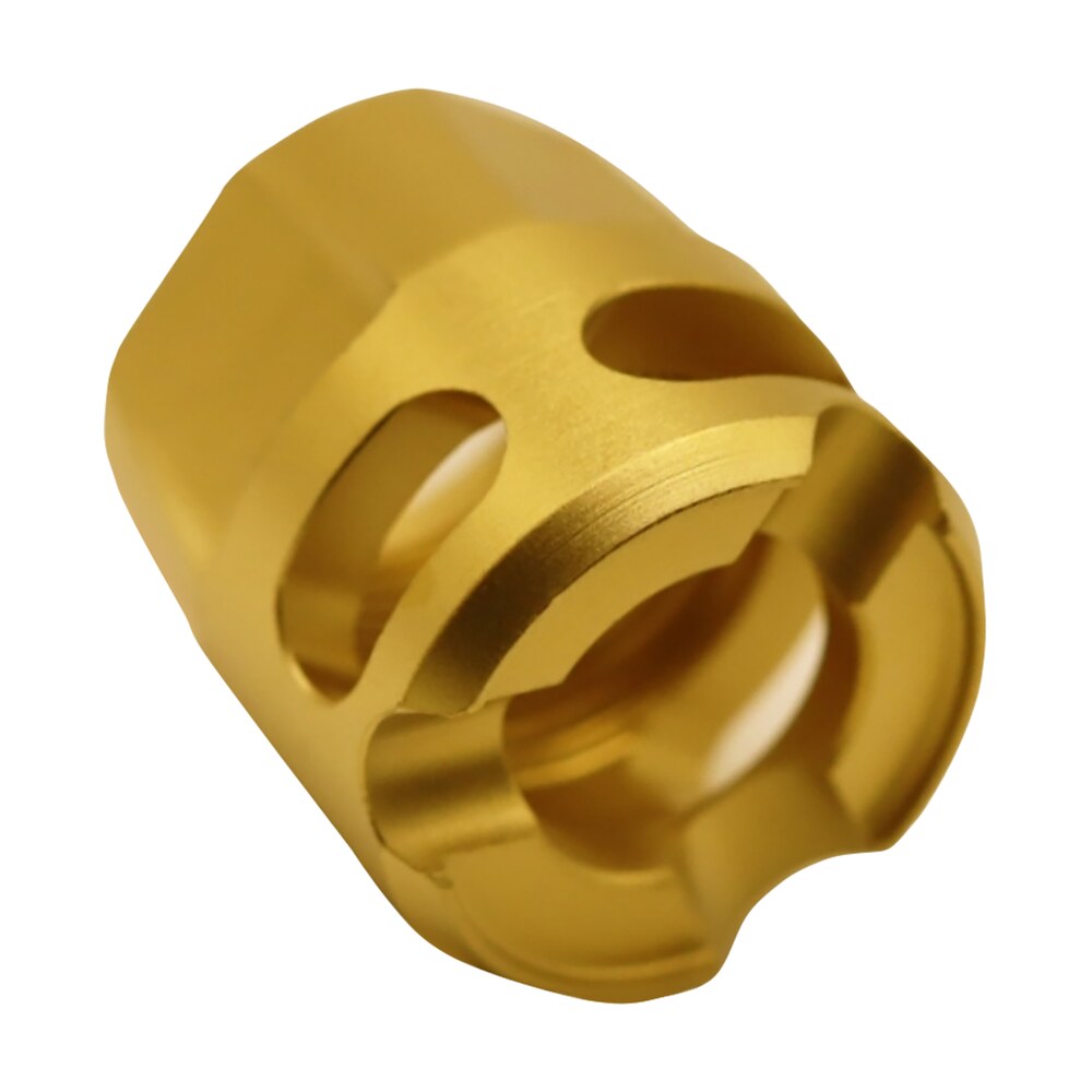 true precision inc tpymicrog micro compensator y type gold 416r stainless steel 1/2"x28 threads 9mm/380 acp True Precision Inc TPYMICROG Micro Compensator Y-Type Gold 416R Stainless Steel 1/2"x28 Threads Sports South item 163528