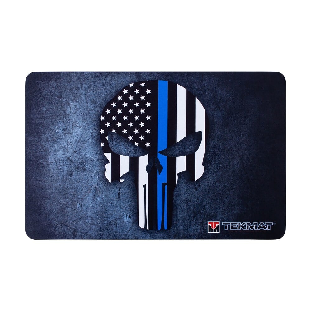 tekmat tekr17punisherbl punisher blue line cleaning mat black/white/blue rubber 11"x17" blue line punisher skull TekMat TEKR17PUNISHERBL Punisher Blue Line Cleaning Mat Black/White/Blue Rubber 11"x17" Blue Sports South item 163975