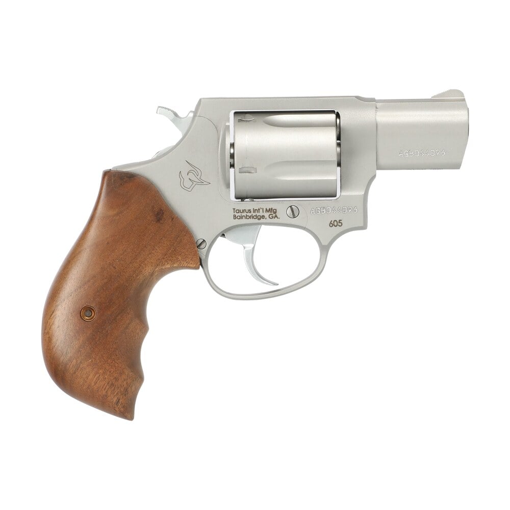 taurus 2 605029tw 605 small frame 357 mag/38 special +p 5 shot 2" matte stainless steel barrel, cylinder & frame, walnut grips, transfer bar safety Taurus 2-605029TW 605 Small Frame 357 Mag/38 Special +P 5 Shot 2" Matte Stainless Steel Sports South item 164293