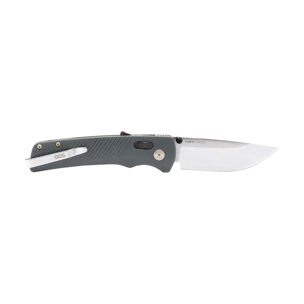 s.o.g sog11181141 flash at edc 3.45" folding plain satin cryo d2 steel blade, urban grey grn handle, peg box pkg S.O.G SOG11181141 Flash AT EDC 3.45" Folding Plain Satin Cryo D2 Steel Blade, Urban Grey GRN Sports South item 164809