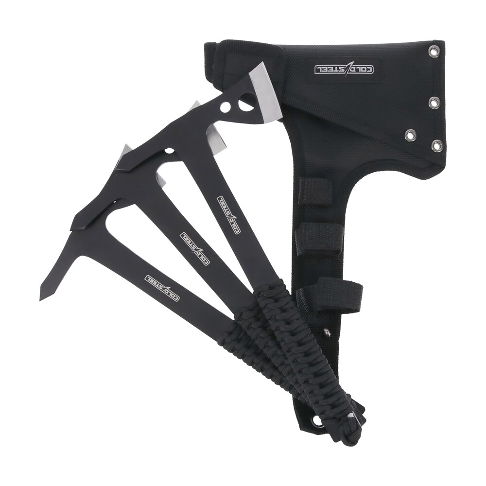 cold steel csth175ax3pk throwing axes 1.75" black oxide 420 stainless steel blade paracord wrap handle set of 3 Cold Steel CSTH175AX3PK Throwing Axes 1.75" Black Oxide 420 Stainless Steel Blade Paracord Wrap Sports South item 164908