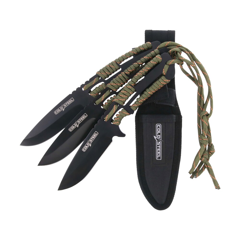 cold steel csth44kvd3pk throwing knives set of 3 4.40" fixed clip point plain black oxide 420 stainless steel blade, paracord wrap handle Cold Steel CSTH44KVD3PK Throwing Knives Set of 3 4.40" Fixed Clip Point Plain Black Oxide 420 Sports South item 164909