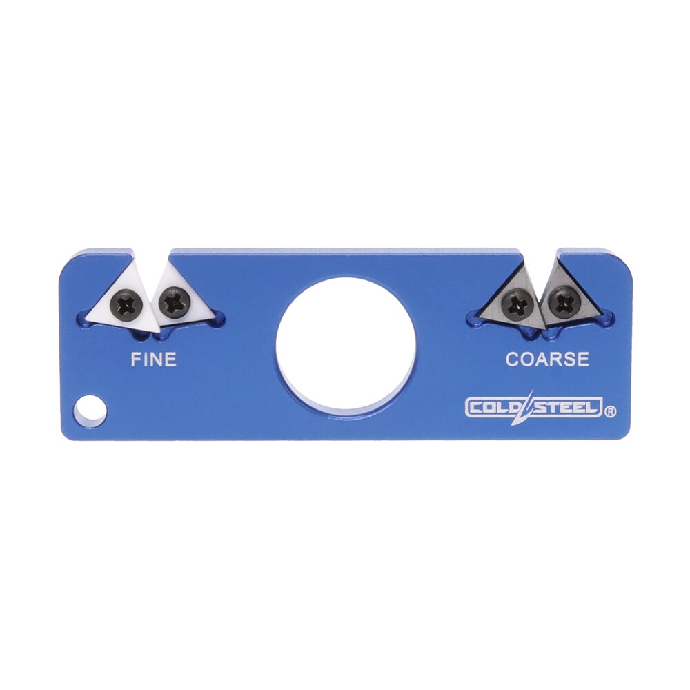 cold steel csks21cc dual edge pocket knife sharpener blue aluminum, carbide/ceramic sharpener, coarse/fine blue Cold Steel CSKS21CC Dual Edge Pocket Knife Sharpener Blue Aluminum, Carbide/Ceramic Sharpener, Sports South item 164919