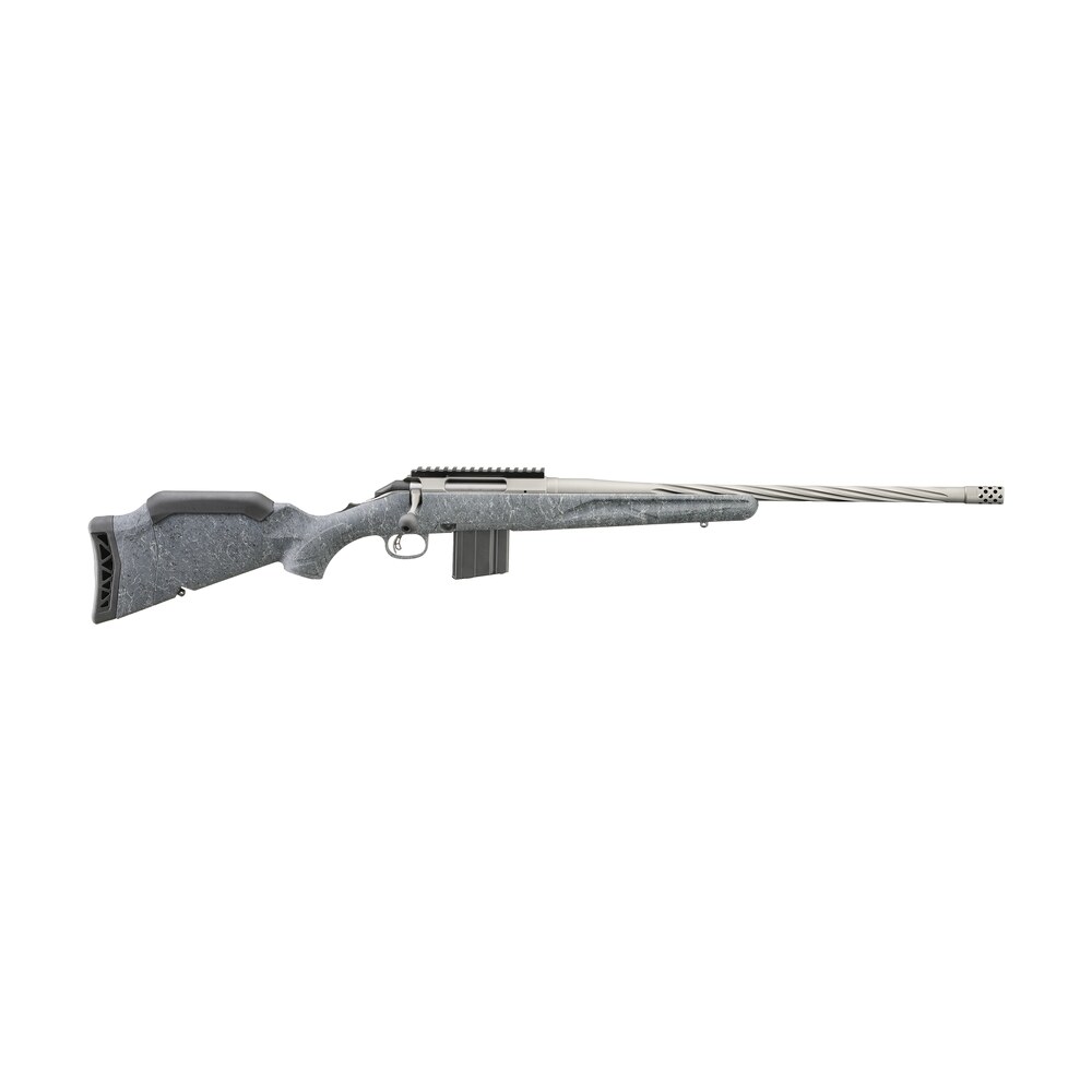 ruger 46911 american ii full size 6.5 grendel 10+1 20" cobalt cerakote spiral fluted threaded barrel & alloy steel receiver w/picatinny rail, gray splatter adj lop synthetic stock Ruger 46911 American II Full Size 6.5 Grendel 10+1 20" Cobalt Cerakote Spiral Fluted Threaded Sports South item 164944