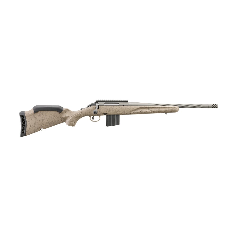 ruger 46926 american ii ranch full size 6mm arc 10+1 16.10" cobalt cerakote spiral fluted threaded barrel & alloy steel receiver w/picatinny rail, flat dark earth splatter adj lop synthetic stock Ruger 46926 American II Ranch Full Size 6mm ARC 10+1 16.10" Cobalt Cerakote Spiral Fluted Sports South item 164955