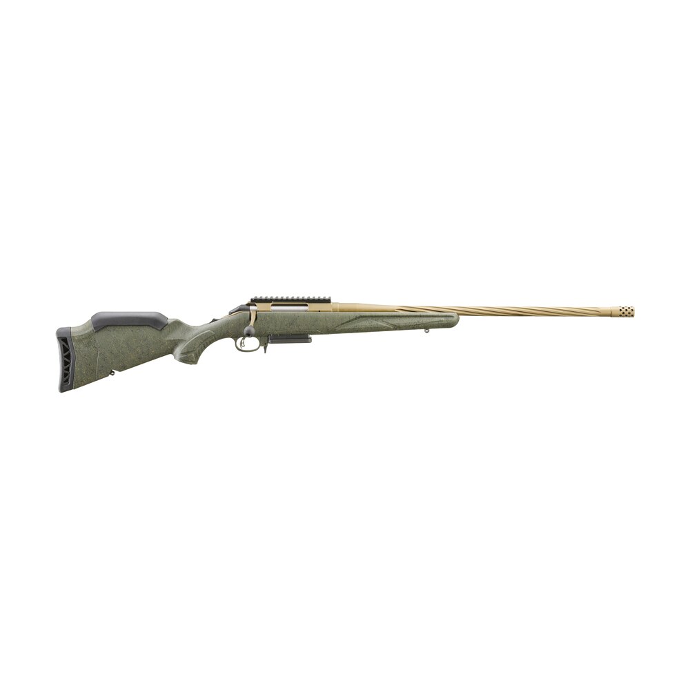 ruger 46931 american ii predator full size 308 win 3+1 22" burnt bronze cerakote spiral fluted threaded barrel & alloy steel receiver w/picatinny rail, green splatter adj lop synthetic stock Ruger 46931 American II Predator Full Size 308 Win 3+1 22" Burnt Bronze Cerakote Spiral Fluted Sports South item 164960