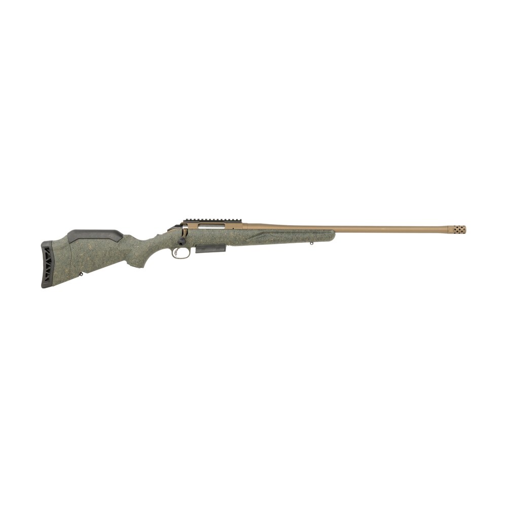 ruger 46937 american ii predator full size 400 legend 5+1 22" burnt bronze cerakote threaded barrel & alloy steel receiver w/picatinny rail, green splatter adj lop synthetic stock Ruger 46937 American II Predator Full Size 400 Legend 5+1 22" Burnt Bronze Cerakote Threaded Sports South item 164966