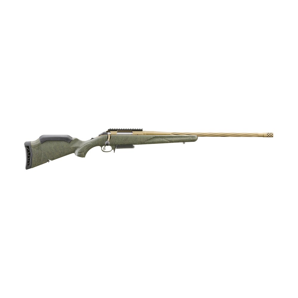 ruger 46945 american ii predator 300 win mag 3+1 22" burnt bronze cerakote spiral fluted threaded barrel & alloy steel receiver w/picatinny rail, green splatter adj lop synthetic stock Ruger 46945 American II Predator 300 Win Mag 3+1 22" Burnt Bronze Cerakote Spiral Fluted Sports South item 164974