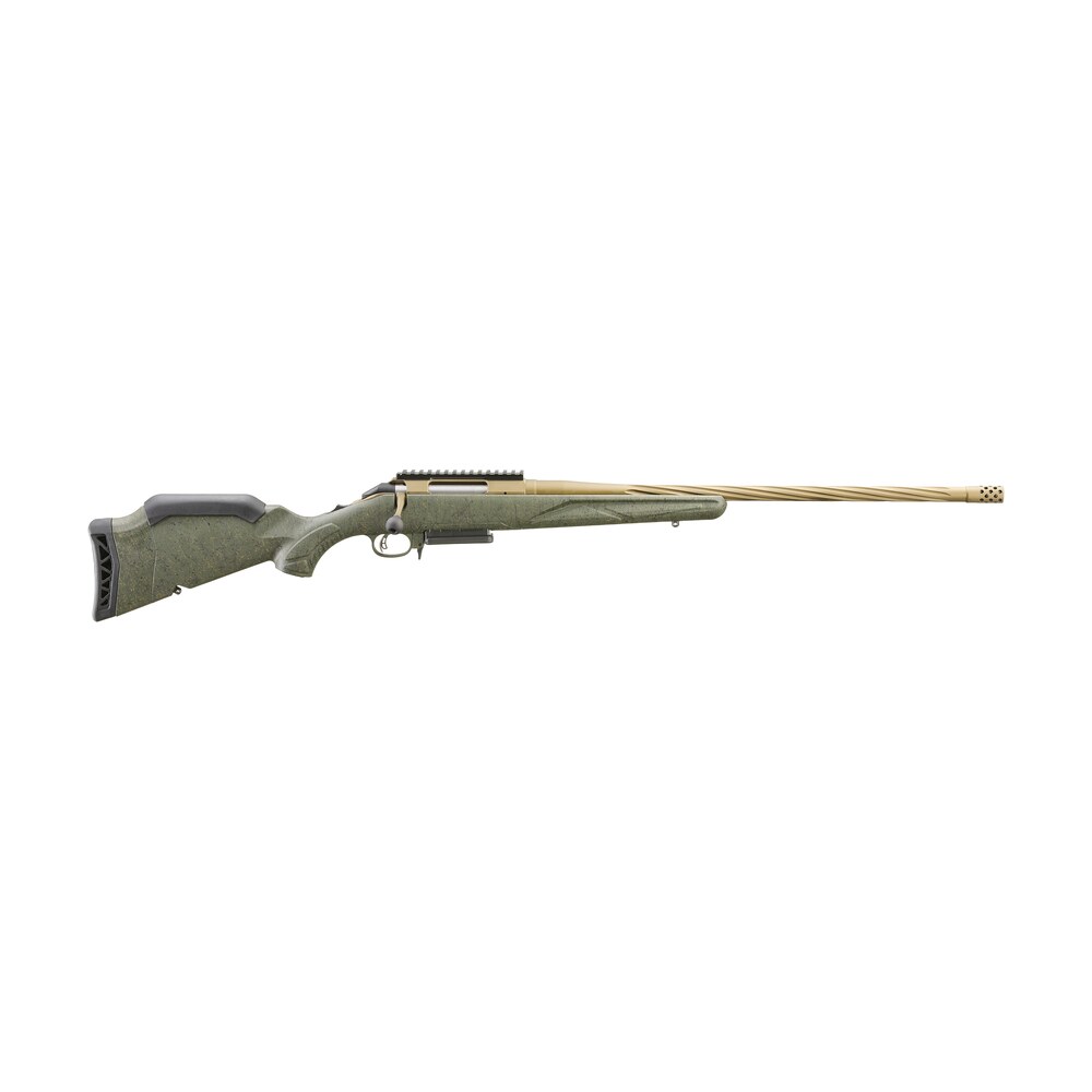 ruger 46947 american ii predator full size 7mm prc 3+1 22" burnt bronze cerakote spiral fluted threaded barrel & alloy steel receiver w/picatinny rail, green splatter adj lop synthetic stock Ruger 46947 American II Predator Full Size 7mm PRC 3+1 22" Burnt Bronze Cerakote Spiral Fluted Sports South item 164976
