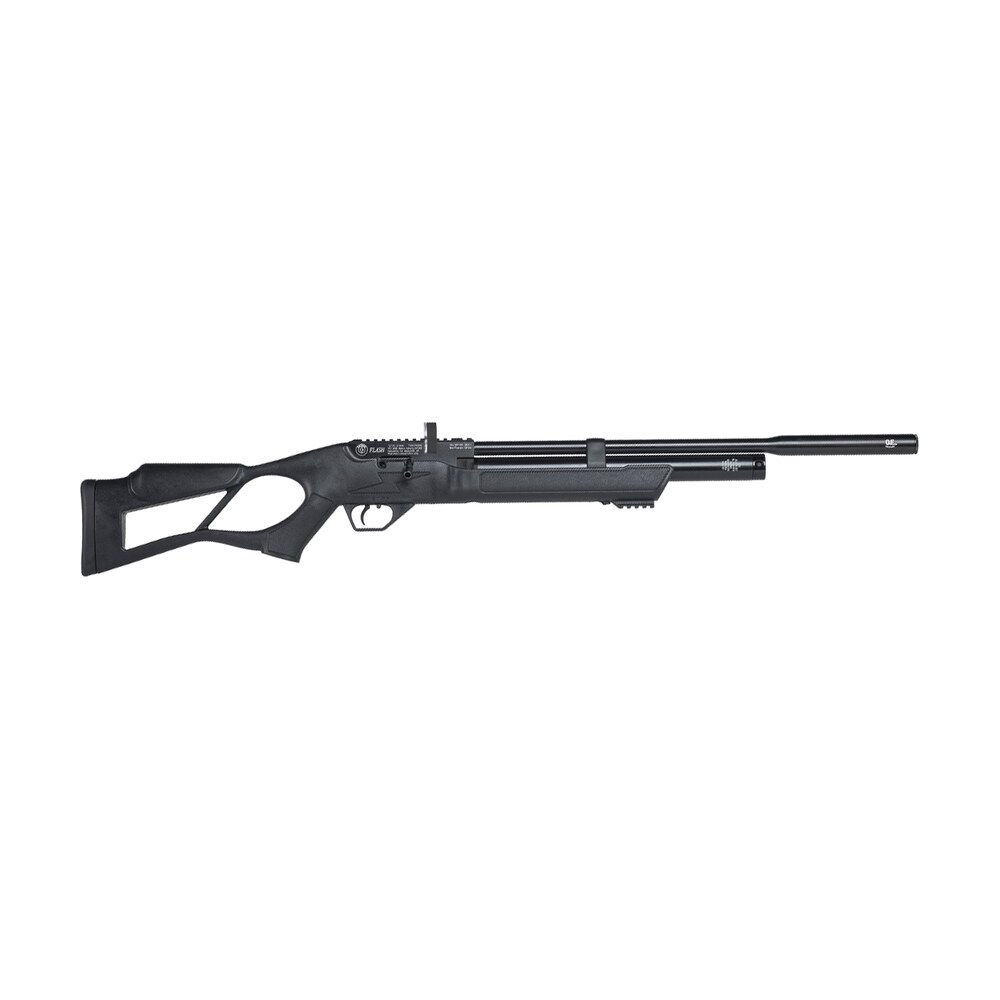 hatsan usa hgflash22 flash qe air rifle 22 cal quiet energy shrouded barrel, black anodized aluminum receiver, synthetic thumbhole stock w/monte carlo cheek rest, spring loaded rotary magazine Hatsan USA HGFLASH22 Flash QE Air Rifle 22 Cal Quiet Energy Shrouded Sports South item 165448