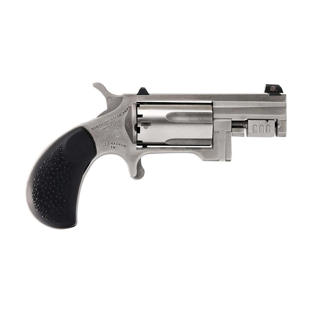 north american arms snt sentinel 22 wmr 5 shot 1.42" matte stainless steel barrel, stainless cylinder, matte stainless steel frame, slip on rubber pebble grip, exposed hammer North American Arms SNT Sentinel 22 WMR 5 Shot 1.42" Matte Stainless Steel Sports South item 165933