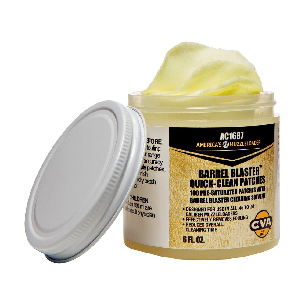 cva ac1687 barrel blaster quick clean patches 6 oz cotton CVA AC1687 Barrel Blaster Quick Clean Patches 6 oz Cotton Sports South item 16620