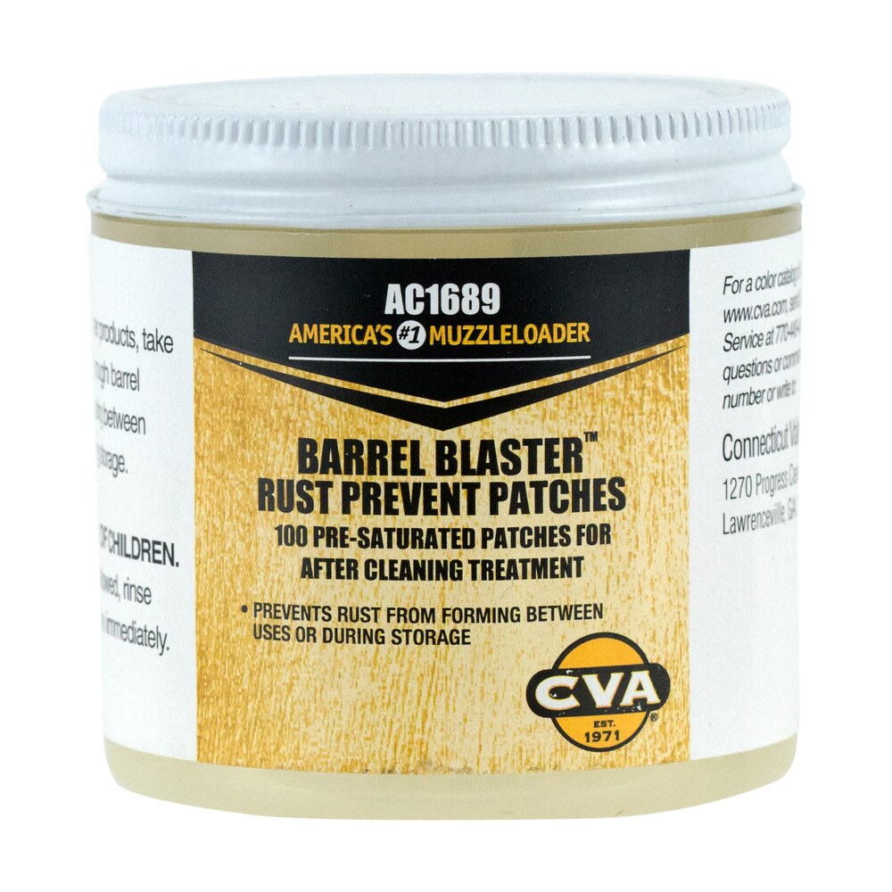 cva ac1689 barrel blaster prelubed patches against rust and corrosion jar CVA AC1689 Barrel Blaster PreLubed Patches Against Rust and Corrosion Jar Sports South item 16622