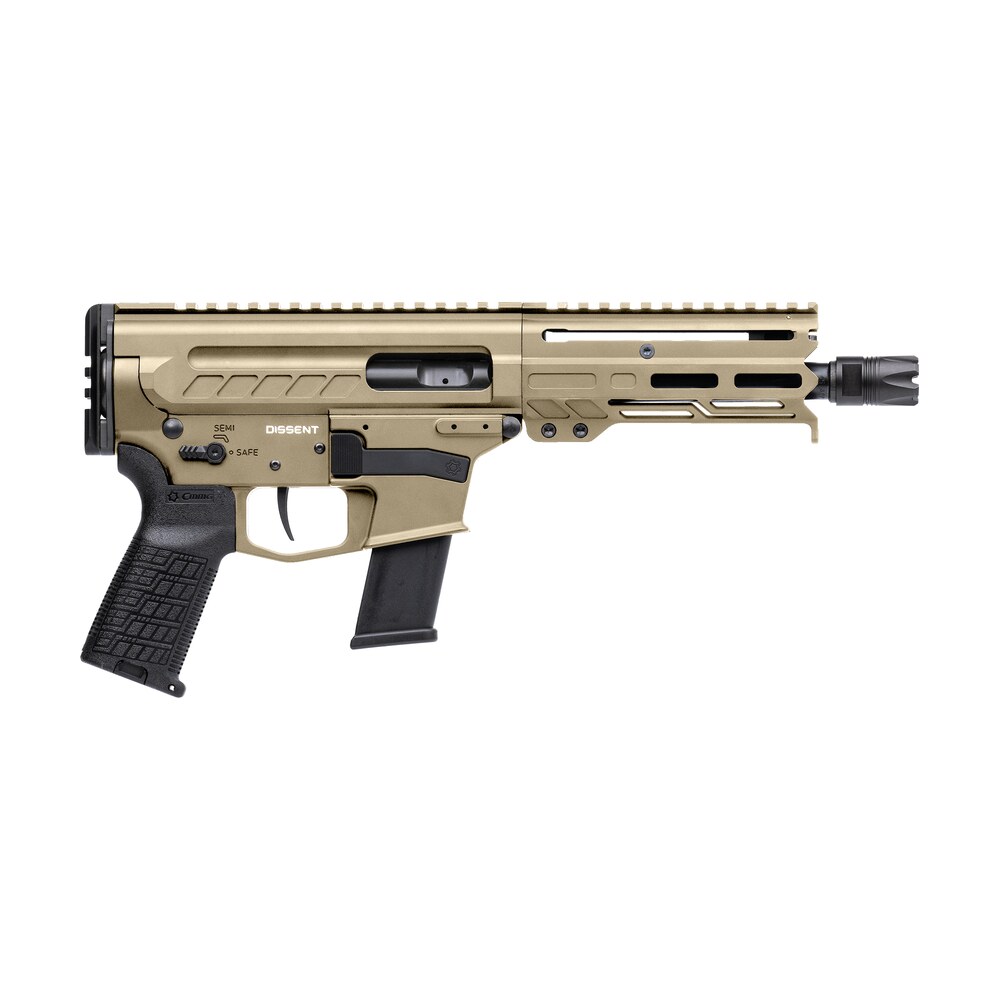 cmmg 45a4c0fct dissent mkg 45 acp 13+1 6.50" black nitride medium taper threaded barrel, cmmg 5.5" m lok handguards, coyote tan cerakote aluminum picatinny rail receiver, cmmg zeroed grips CMMG 45A4C0FCT Dissent MKG 45 ACP 13+1 6.50" Black Nitride Medium Taper Threaded Sports South item 166371