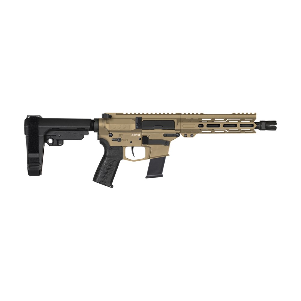 cmmg 10a570fct banshee mk10 10mm auto 15+1 8" black nitride threaded barrel, m lok handguards, coyote tan cerakote aluminum picatinny rail receiver, black cmmg zeroed grips, glock compatible CMMG 10A570FCT Banshee MK10 10mm Auto 15+1 8" Black Nitride Threaded Sports South item 166430