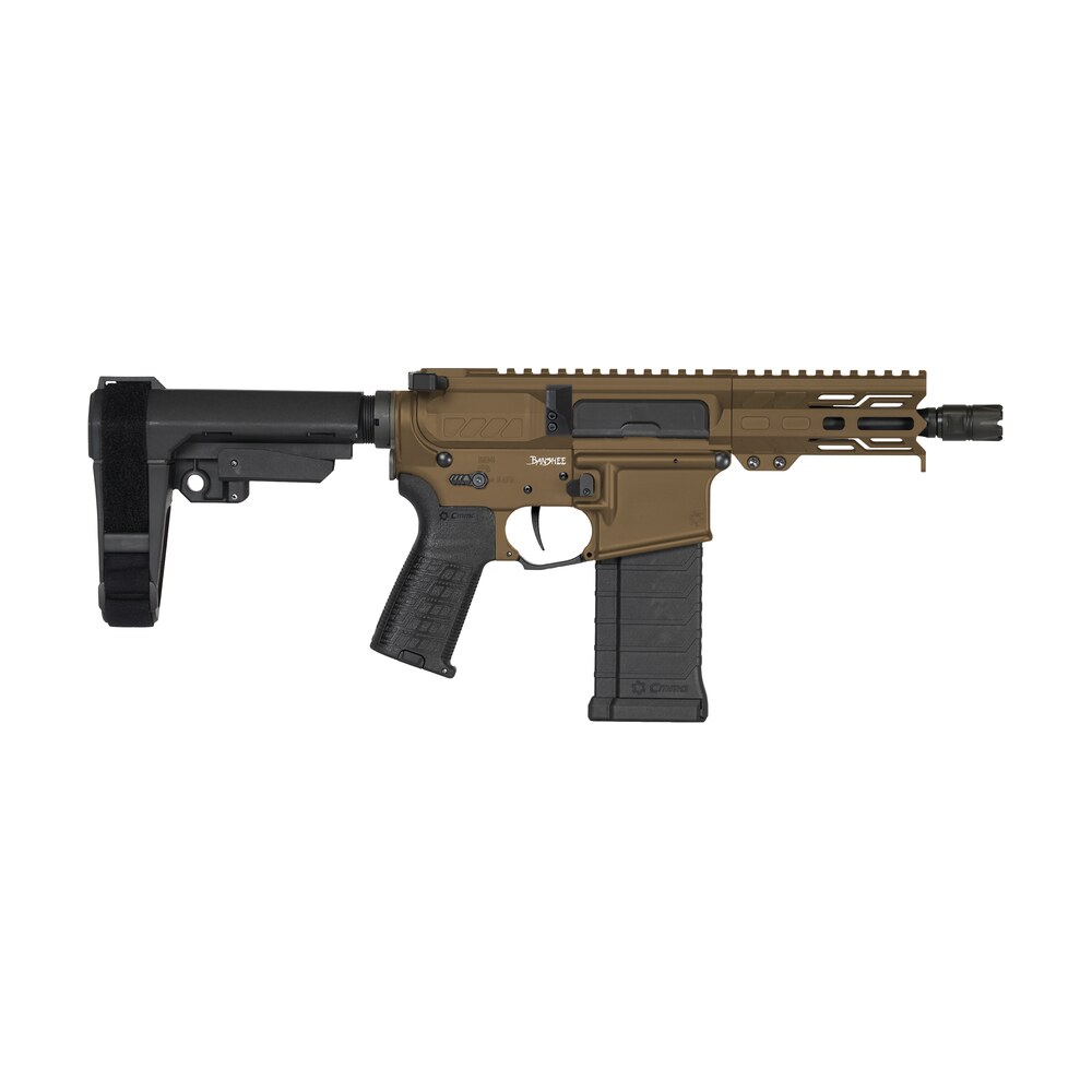 cmmg 54a3b0fmb banshee mk4 5.7x28mm 40+1 5" black nitride medium taper threaded barrel, m lok handguards midnight bronze cerakote aluminum, picatinny rail receiver, cmmg zeroed grips CMMG 54A3B0FMB Banshee MK4 5.7x28mm 40+1 5" Black Nitride Medium Taper Threaded Sports South item 166499