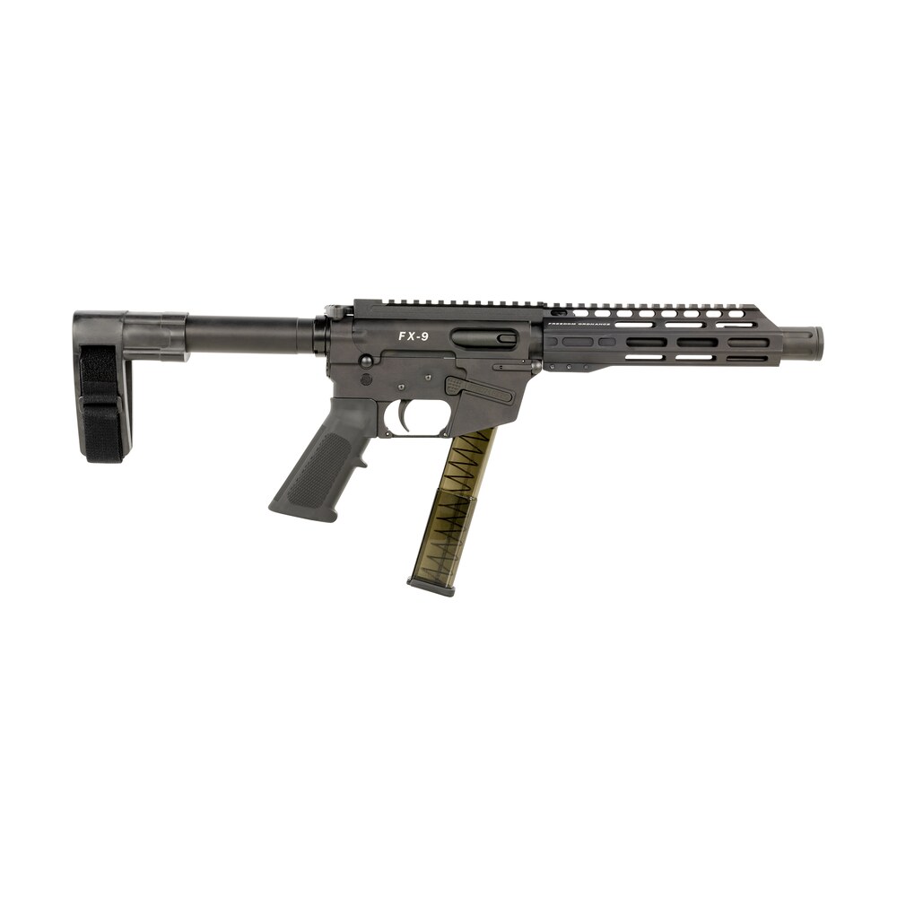 freedom ordnance fx9p8sbm fx 9 9mm luger 31+1 8" black nitride steel barrel, m lok handguards, black anodized aluminum picatinny rail receiver, black sb mini brace, ar15 grip FREEDOM ORDNANCE FX9P8SBM FX-9 9mm Luger 31+1 8" Black Nitride Steel Sports South item 166515