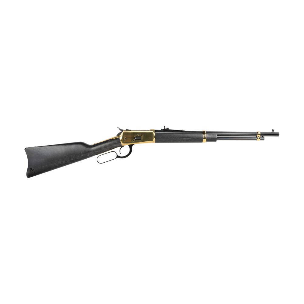 heritage mfg h9235718g 92 357 mag 8+1 18" black steel barrel, gold pvd stainless steel receiver, black fixed wood stock Heritage Mfg H9235718G 92 357 Mag 8+1 18" Black Steel Sports South item 166889