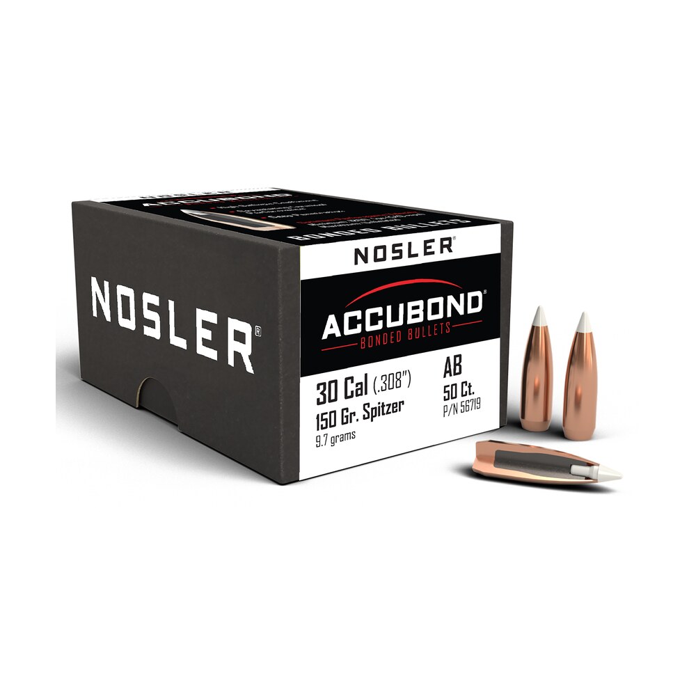 nosler 56719 accubond 30cal 150gr spitzer point boat tail 50/box Nosler 56719 AccuBond 30Cal 150gr Spitzer Point Boat Tail 50/Box Sports South item 16689
