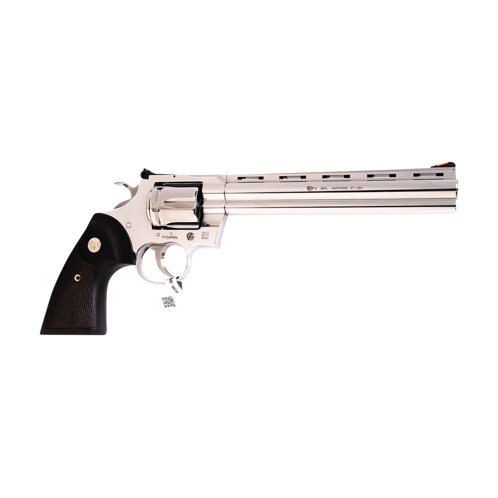 colt mfg pythonsp8wts python 357 mag/38 special 6 shot 8" polished stainless steel vent rib barrel, cylinder & frame, walnut w/medallion grip, exposed hammer Colt Mfg PYTHONSP8WTS Python 357 Mag/38 Special 6 Shot 8" Polished Stainless Steel Vent Rib Sports South item 167127