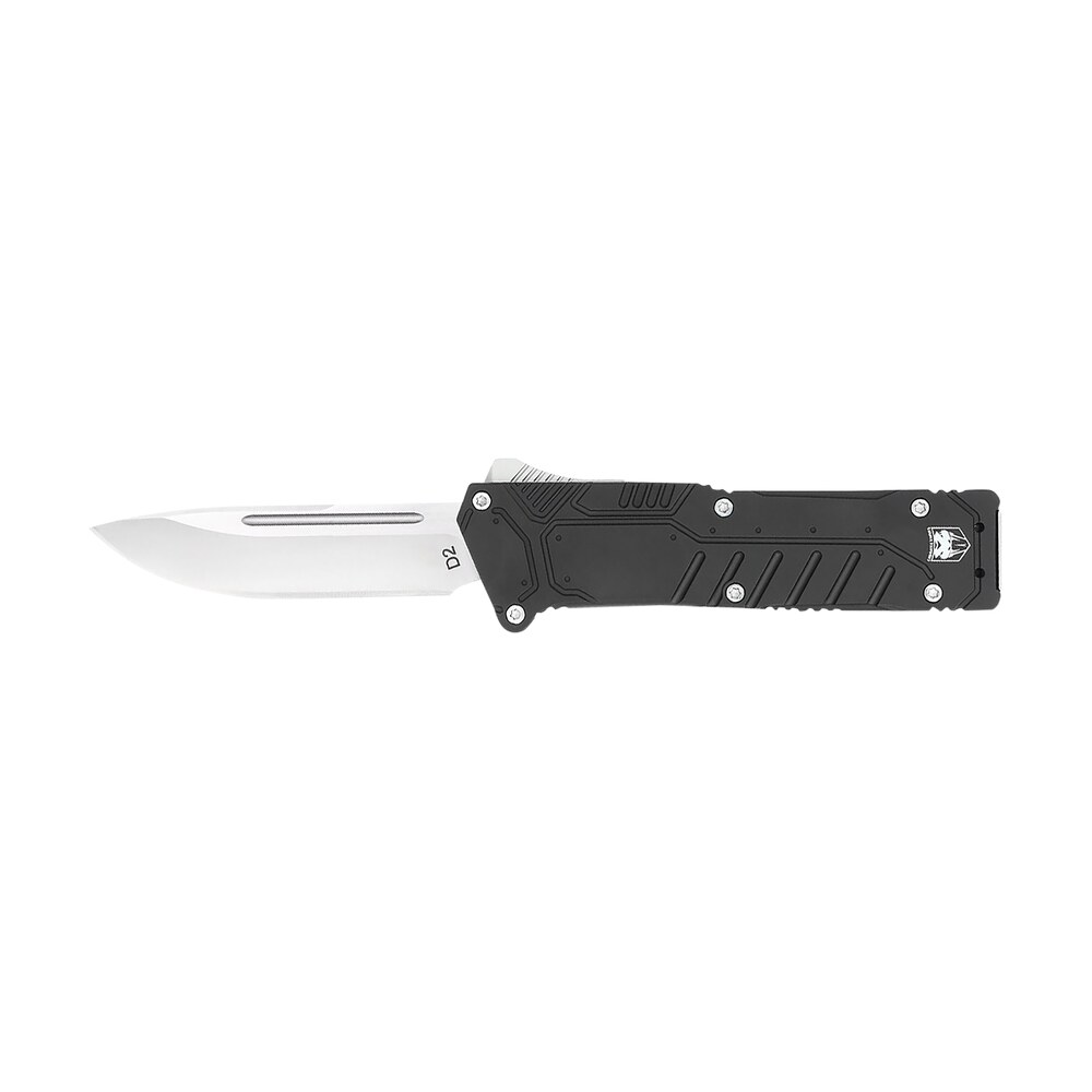 cobratec knives blksfdns special forces 3.25" otf drop point plain satin d2 steel blade, 4.75" black textured anodized aluminum handle CobraTec Knives BLKSFDNS Special Forces 3.25" OTF Drop Point Plain Satin D2 Steel Blade, 4.75" Sports South item 167294
