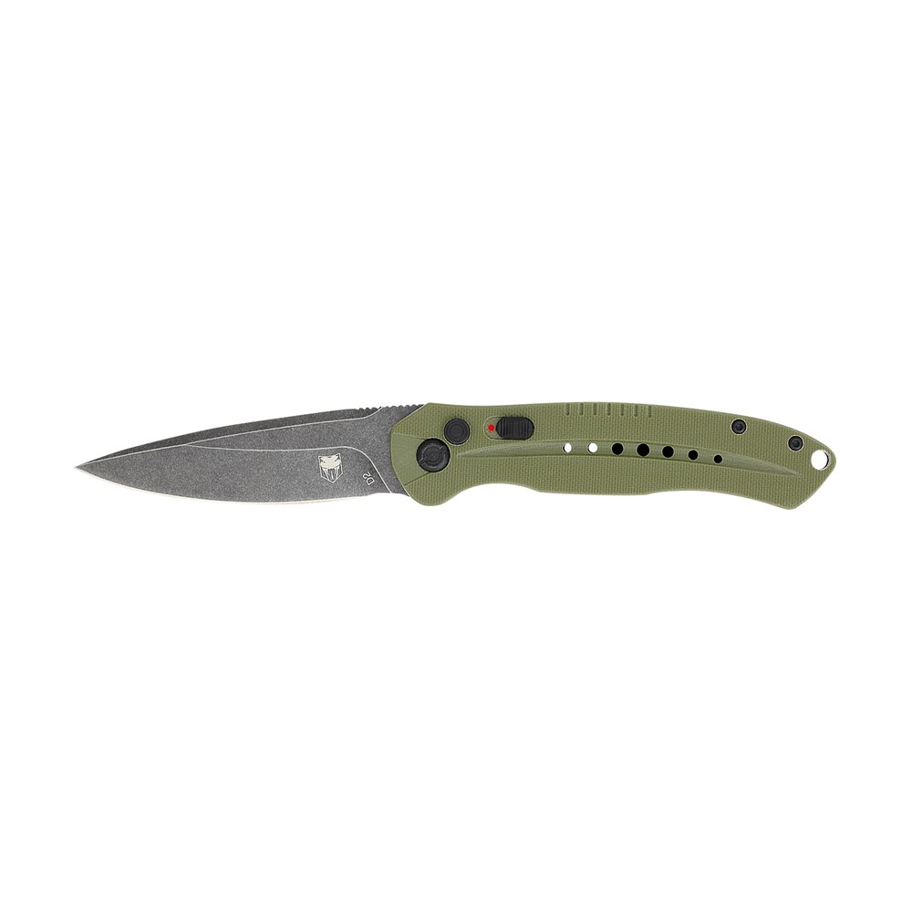 cobratec knives odgdiabloauto diablo 3.50" folding black stonewashed d2 steel blade, 4.75" od green textured g10 scales handle CobraTec Knives ODGDIABLOAUTO Diablo 3.50" Folding Black Stonewashed D2 Steel Blade, 4.75" OD Sports South item 167299