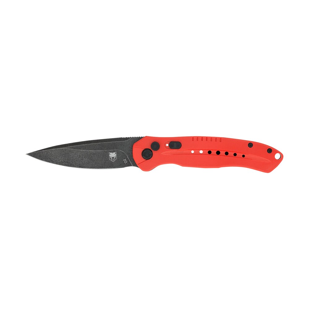 cobratec knives reddiabloauto diablo 3.50" folding black stonewashed d2 steel blade, 4.75" red textured g10 scales handle CobraTec Knives REDDIABLOAUTO Diablo 3.50" Folding Black Stonewashed D2 Steel Blade, 4.75" Red Sports South item 167300