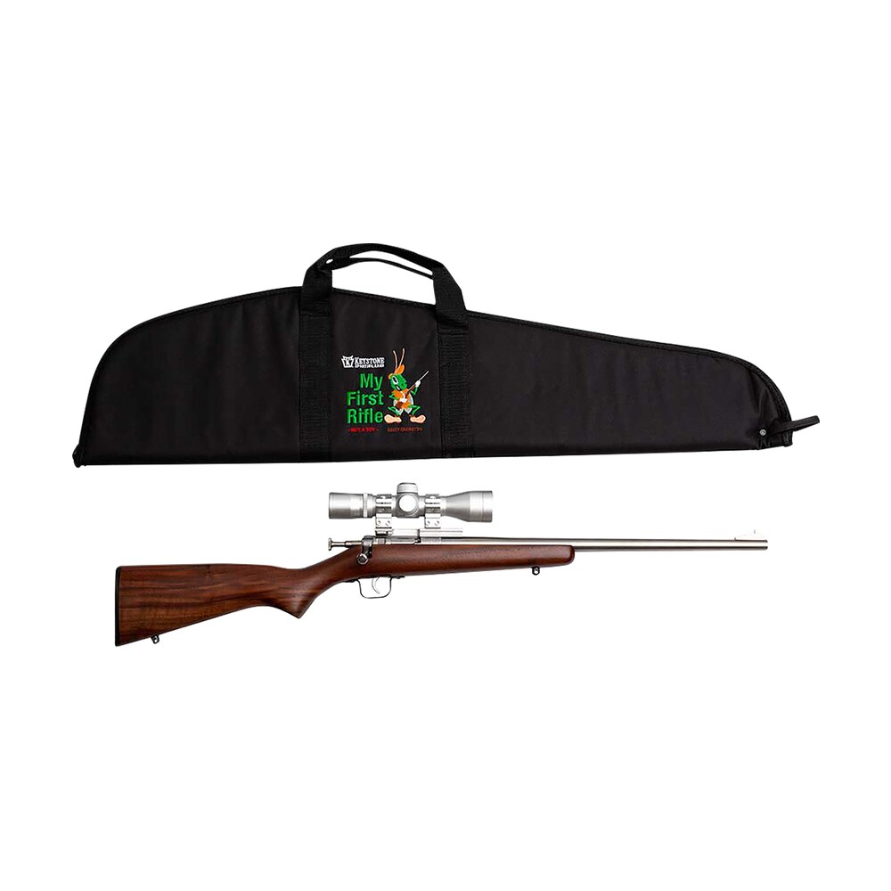 crickett ksa2238bsc my first rifle package 22 s/l/lr single shot 16.10" stainless steel barrel & receiver, american walnut fixed stock, 4x32 scope Crickett KSA2238BSC My First Rifle Package 22 S/L/LR Single Shot 16.10" Stainless Steel Barrel Sports South item 167587