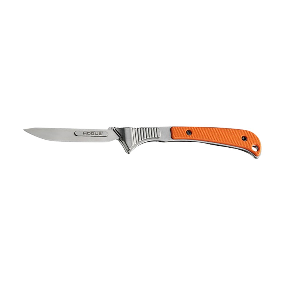 hogue 35874 expel 2.050" fixed high carbon steel blade, orange g10 scales/ss handle, includes 3 #60 & 2 #70 blades. Hogue 35874 Expel 2.050" Fixed High Carbon Steel Blade, Orange G10 Scales/SS Handle, Includes 3 Sports South item 167671