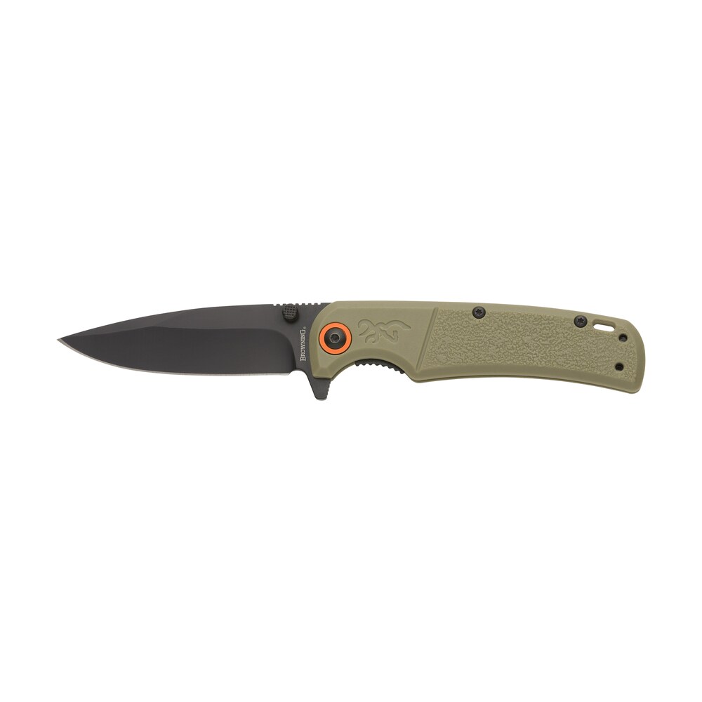 browning 3220513 buckmark slim edc 3.13" folding drop point plain black oxide d2 steel blade, sage textured polymer handle Browning 3220513 Buckmark Slim EDC 3.13" Folding Drop Point Plain Black Oxide D2 Steel Blade, Sports South item 167712