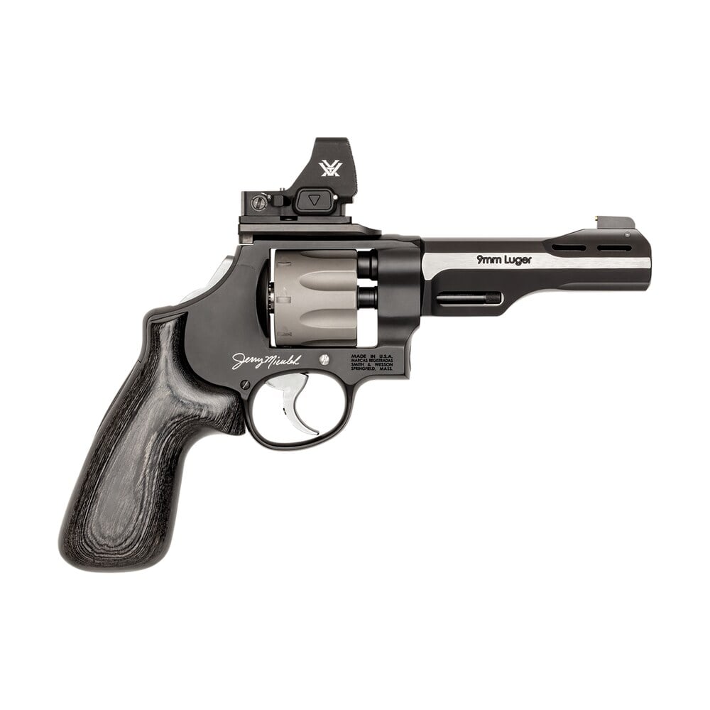 smith & wesson 14045 pc model 327 w/optic n frame 9mm luger 8 shot 5" black/ss ported barrel, black scandium alloy frame, jm signature black laminate grip, vortex compdot, c.o.r.e optic system Smith & Wesson 14045 PC Model 327 Sports South item 167752