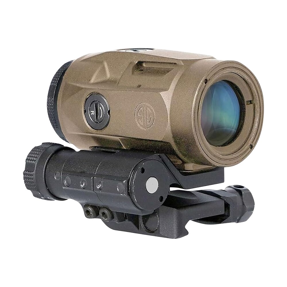 sig sauer electro optics soj3m011 juliet3 micro magnifier flat dark earth 3x 22 mm 90 degree push button flip to side mount Sig Sauer Electro-Optics SOJ3M011 Juliet3-Micro Magnifier Flat Dark Earth 3x 22 mm 90 Degree Sports South item 167907