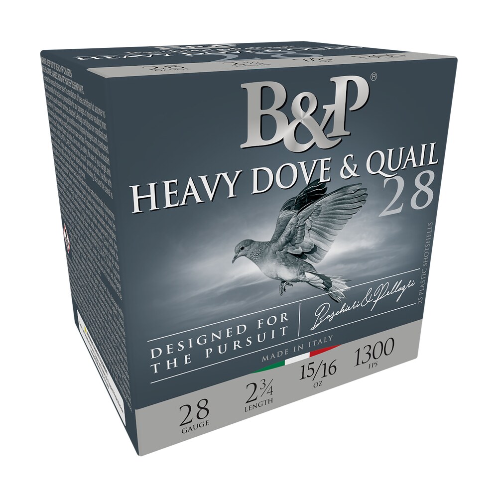 b&p ammunition 28bd6 heavy dove & quail 28gauge 2.75" 15/16oz 6shot 25 per box/10 case B&P Ammunition 28BD6 Heavy Dove & Quail 28Gauge 2.75" 15/16oz 6Shot 25 Per Box/10 Case Sports South item 167984