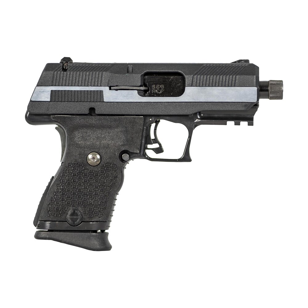 hi point yc380cf yc380 380 acp 10+1 3.93" black threaded barrel, black/chrome yc9 styled/serrated steel slide, black polymer frame w/picatinny rail, black plastic grip Hi-Point YC380CF YC380 380 ACP 10+1 3.93" Black Threaded Sports South item 168116