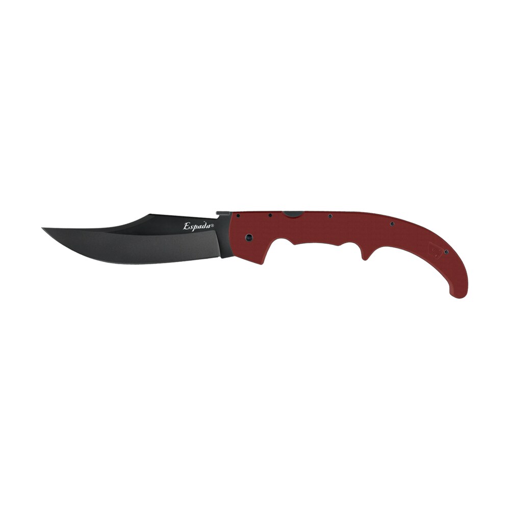 cold steel cs62mgcrrbk espada xl 7.50" folding trailing point plain black pvd aus 10a ss blade, ruby red textured g10 handle Cold Steel CS62MGCRRBK Espada XL 7.50" Folding Trailing Point Plain Black PVD AUS-10A SS Blade, Sports South item 168179