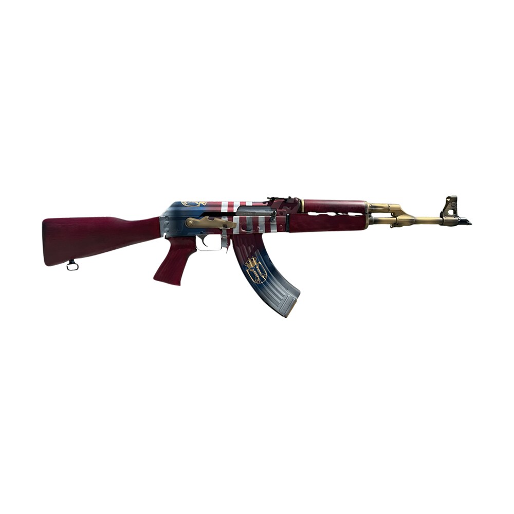 zastava arms usa zr7762ams zpap m70 limited edition 7.62x39mm 30+1 16.30" 24k gold plated barrel, red/white/blue 1.5mm bulged trunnion receiver, serbian red wood furniture Zastava Arms Usa ZR7762AMS ZPAP M70 Limited Edition 7.62x39mm 30+1 16.30" 24K Gold Plated Sports South item 168507