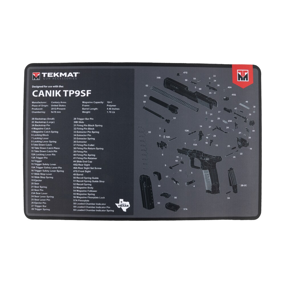 tekmat tekr17caniktp9sf cleaning mat black/gray rubber 11"x17" canik tp9sf diagram TekMat TEKR17CANIKTP9SF Cleaning Mat Black/Gray Rubber 11"x17" Canik TP9SF Diagram Sports South item 169275