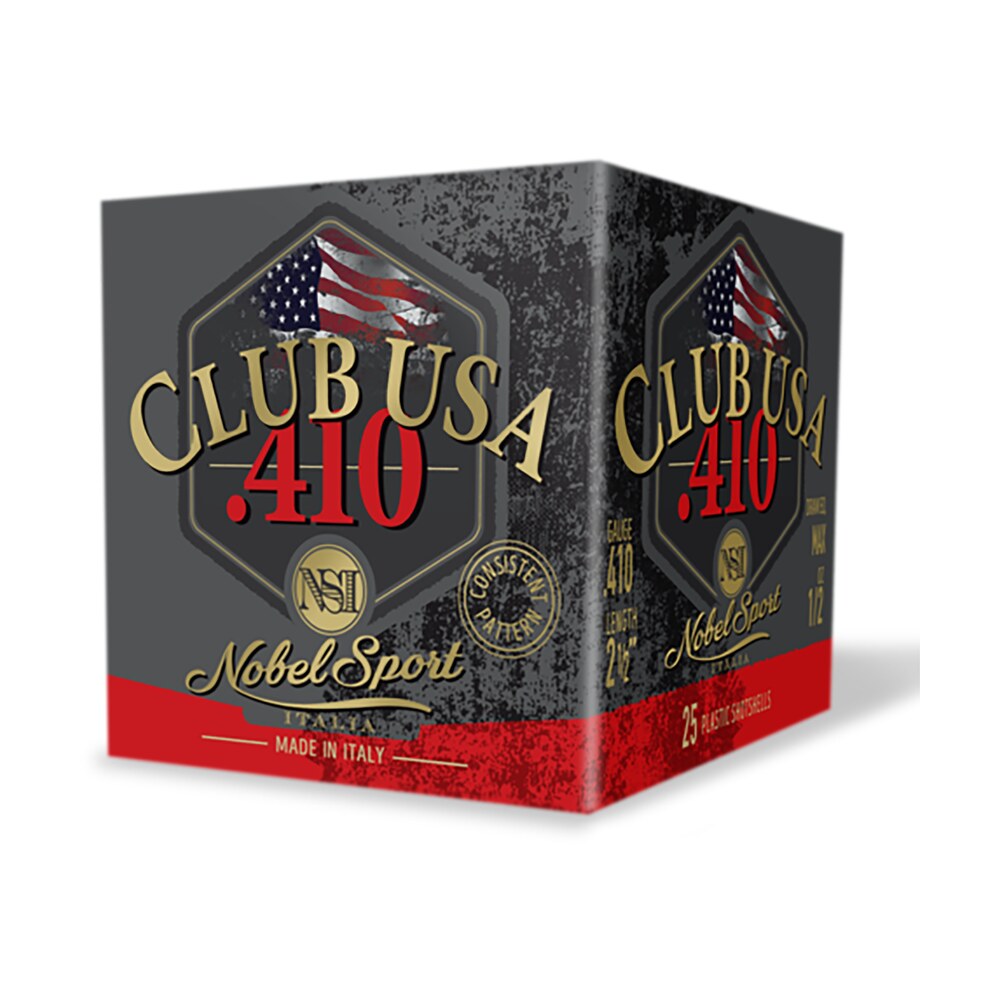 nobel/eurosports llc ans4128 club usa 410gauge 2.50" 1/2oz 8shot 25 per box/10 case Nobel/eurosports Llc ANS4128 Club USA 410Gauge 2.50" 1/2oz 8Shot 25 Per Box/10 Case Sports South item 169482