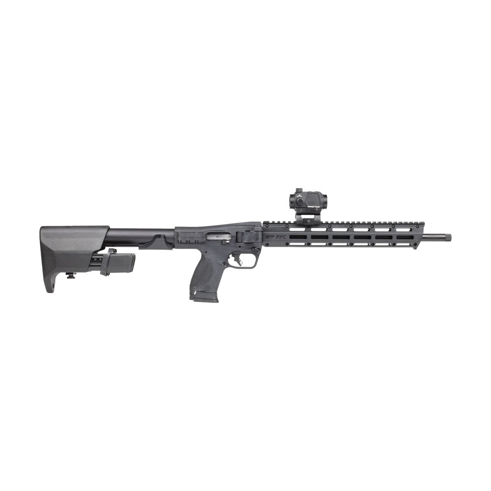 smith & wesson 14377 m&p fpc 9mm luger 23+1 16.25" black oxide black anodized receiver 15" m lok handguard polymer stock m&p w/interchangeable palmswells grip Smith & Wesson 14377 M&P FPC 9mm Luger 23+1 16.25" Black Oxide Black Anodized Receiver Sports South item 169484