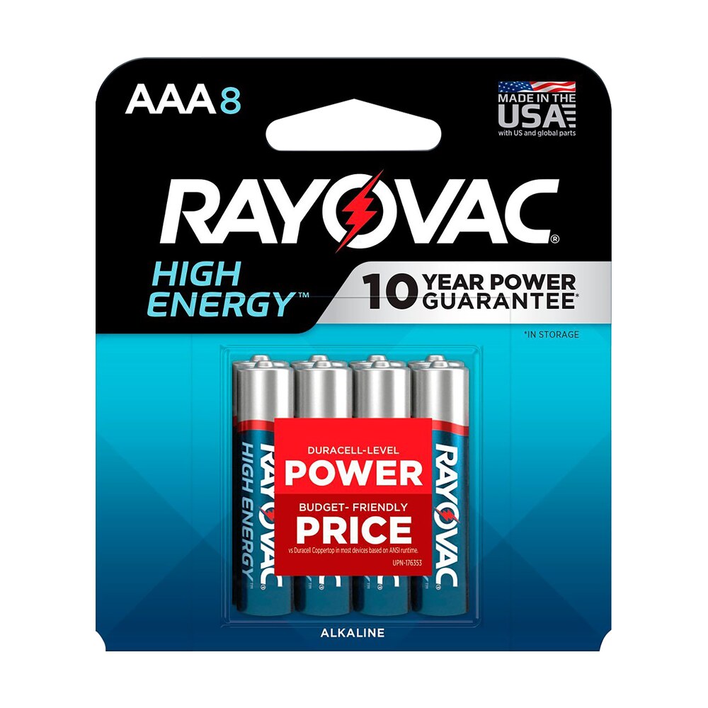 rayovac 8248t102 aaa high enregy alkaline batteries silver/blue 1.5 volts 1,123 mah (8) single pack Rayovac 8248T102 AAA HIGH ENREGY Alkaline Batteries Silver/Blue 1.5 Volts 1,123 mAh (8) Single Sports South item 169594