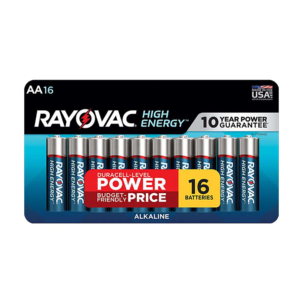 rayovac 81516lt03 aa high energy alkaline batteries silver/blue 1.5 volts 2,700 mah (16) single pack Rayovac 81516LT03 AA HIGH ENERGY Alkaline Batteries Silver/Blue 1.5 Volts 2,700 mAh (16) Single Sports South item 169595