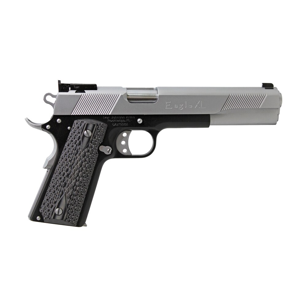 iver johnson arms eaglexl10tt eagle deluxe 10mm auto 8+1 6" steel barrel, hard chrome serrated steel slide, matte black steel frame w/beavertail, black/gray g10 grip Iver Johnson Arms EAGLEXL10TT Eagle Deluxe 10mm Auto 8+1 6" Steel Sports South item 169618