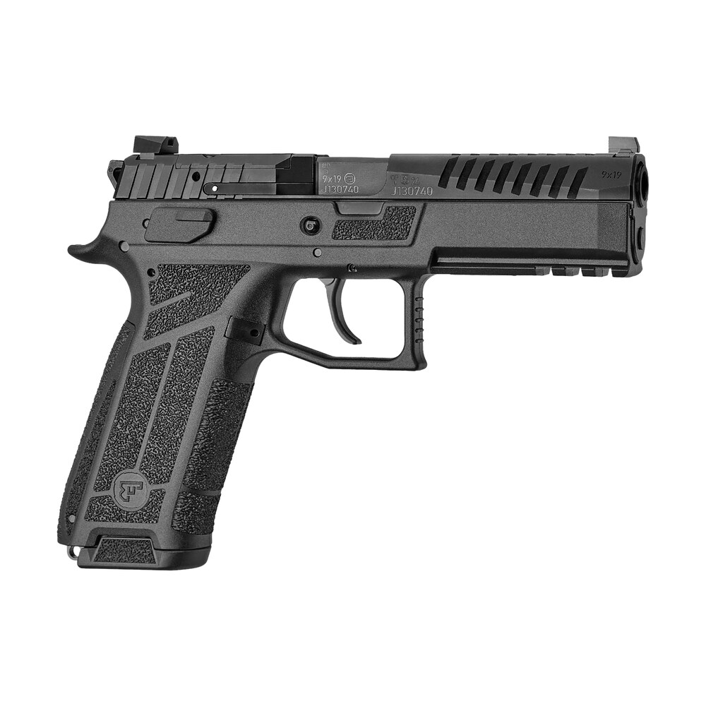 cz usa 01670 p 09 f nocturne full size frame 9mm luger 10+1 4.53" black steel barrel, black optic cut/serrated steel slide, black polymer frame w/picatinny rail, textured grip CZ-USA 01670 P-09 F Nocturne Full Size Frame 9mm Luger 10+1 4.53" Black Steel Sports South item 169695