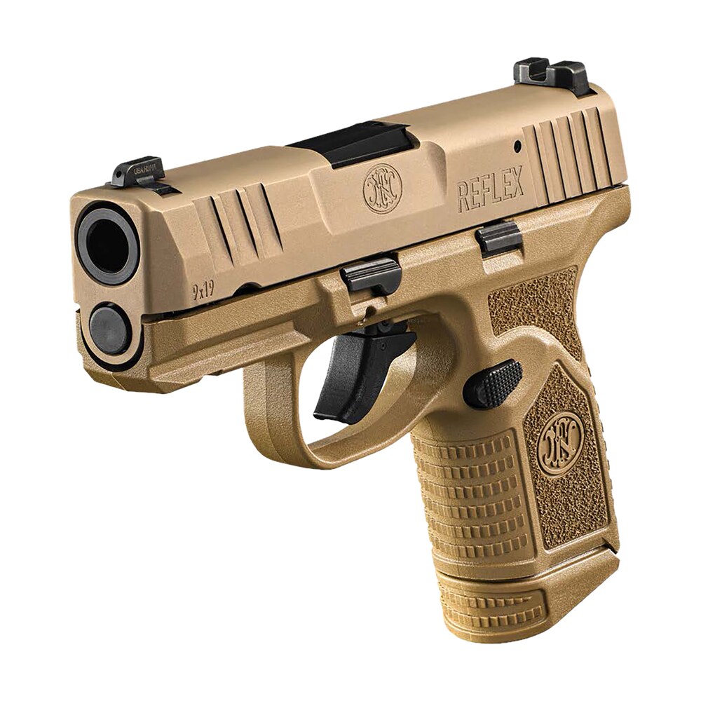 fn 66101421 reflex 9mm luger 10+1 3.30" micro compact frame flat dark earth pvd serrated steel slide w/picatinny rail stippled grip ambidextrous FN 66101421 Reflex 9mm Luger 10+1 3.30" Micro-Compact Frame Flat Dark Earth PVD Serrated Steel Sports South item 169899