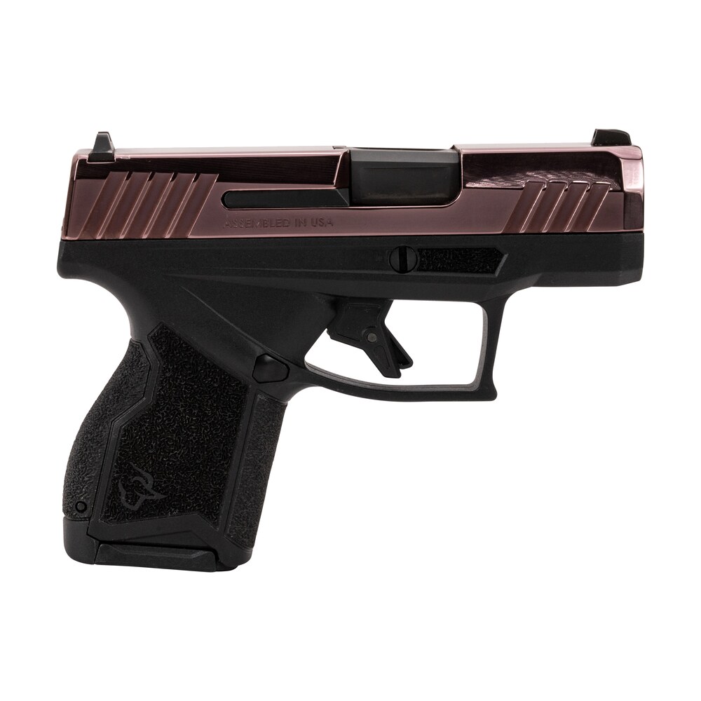 taurus 1 gx4m931 rg gx4 micro compact frame 9mm luger 13+1 3.06" satin black dlc stainless steel barrel, rose gold pvd serrated alloy steel slide, matte black stainless steel frame, textured grip Taurus 1-GX4M931-RG GX4 Micro-Compact Frame 9mm Luger 13+1 3.06" Satin Black DLC Stainless Sports South item 170143