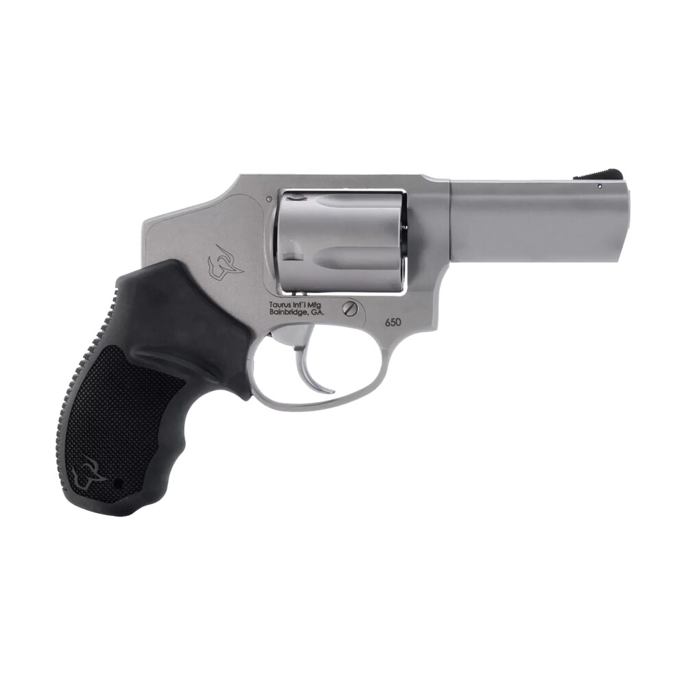 taurus 2 650139 650 small 357 mag 38/special +p 5 shot 3" stainless steel barrel, cylinder & frame, black rubber grip, transfer bar safety, concealed hammer Taurus 2-650139 650 Small 357 Mag 38/Special +P 5 Shot 3" Stainless Steel Sports South item 170148