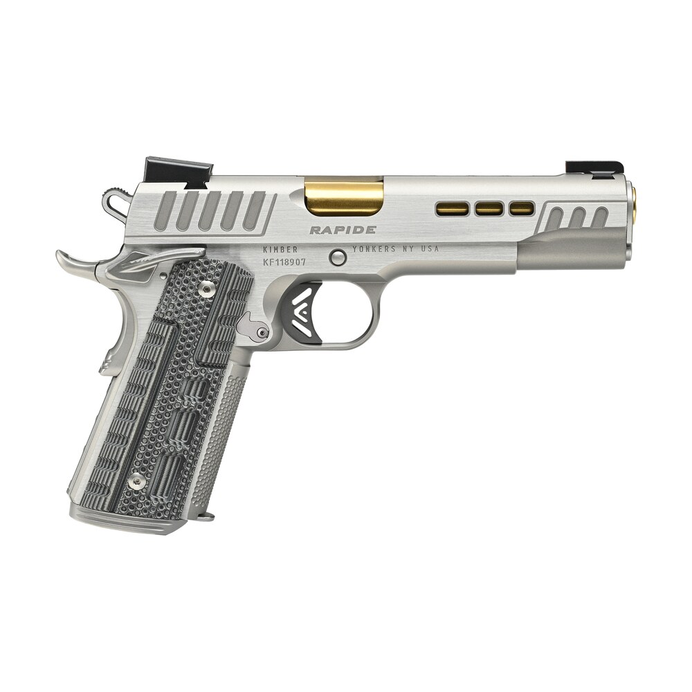 kimber mfg.,inc 3000423ca rapide dawn (ca) (ma) 45 acp 8+1 5" kimpro silver front and rear serrations stainless steel slide gray/black rapide g10 grip Kimber Mfg.,inc 3000423CA Rapide Dawn (CA) (MA) 45 ACP 8+1 5" KimPro Silver Front and Rear Sports South item 170438