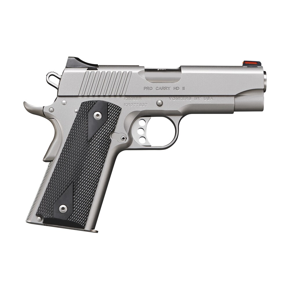kimber mfg.,inc 3200044ca pro carry hd ii (ca) 38 super 9+1 4" stainless steel slide satin silver black synthetic double diamond checkering grip Kimber Mfg.,inc 3200044CA Pro Carry HD II (CA) 38 Super 9+1 4" Stainless Steel Slide Satin Sports South item 170444